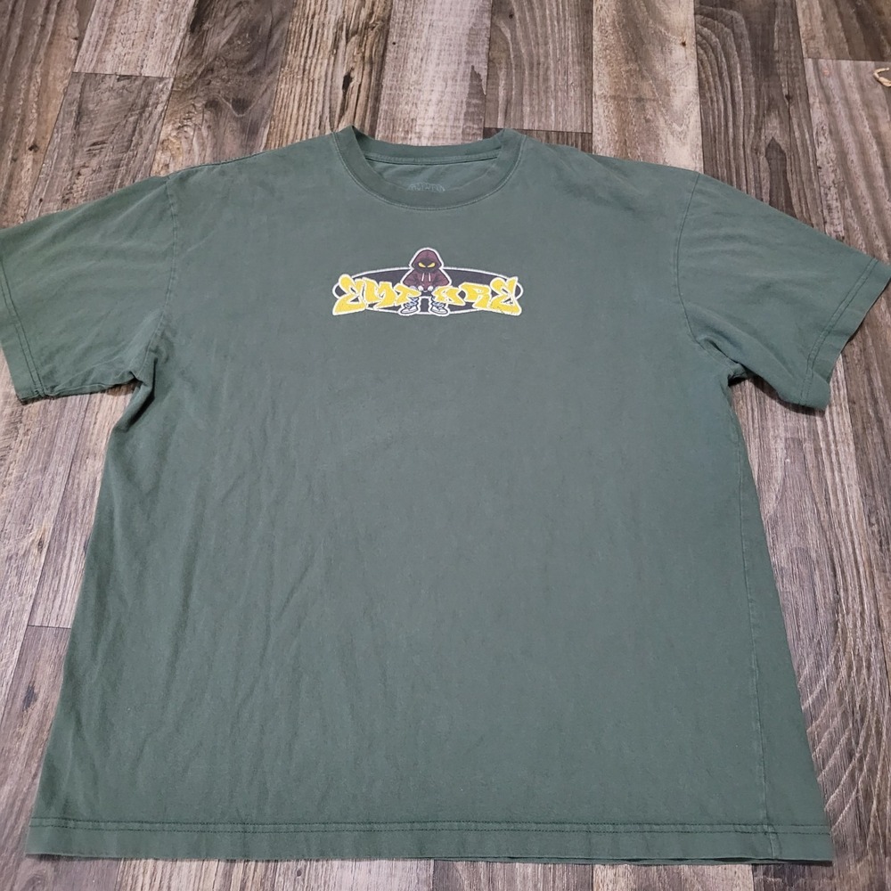Empyre Mens Short Sleeve T-Shirt Green size Large Hard Style Y2k Style